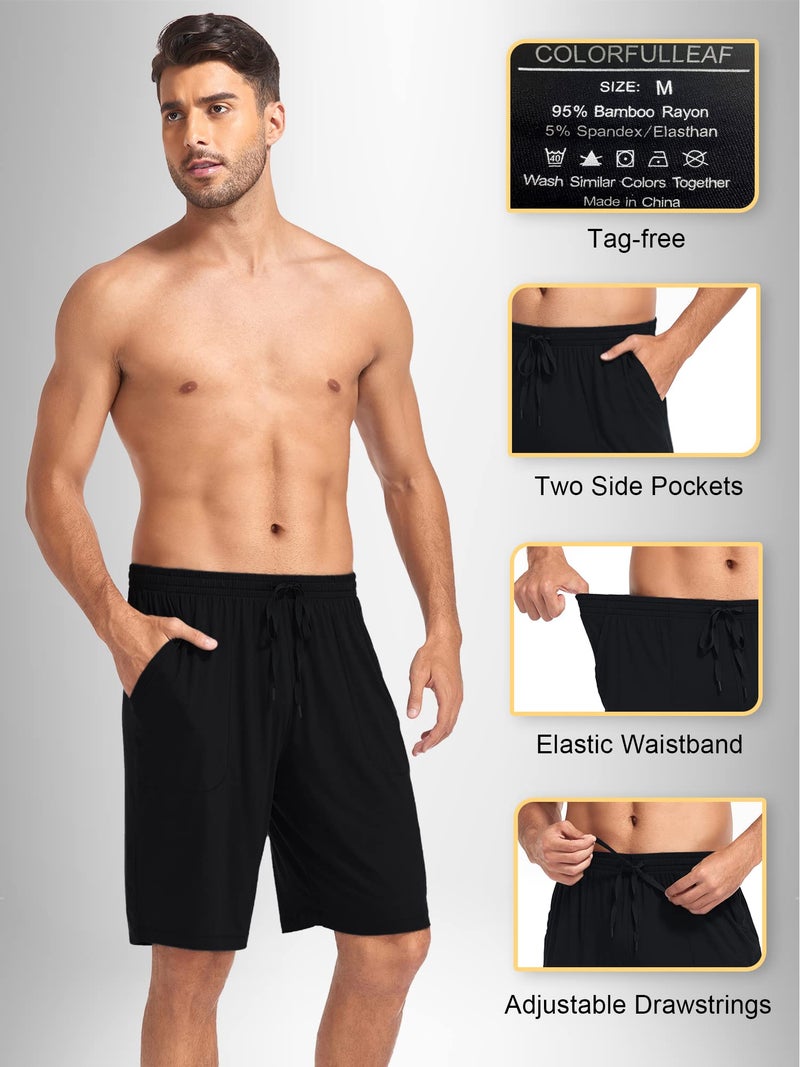 COLORFULLEAF Mens Sleep Shorts Bamboo Rayon Pajama Shorts Men Soft Elastic Waistband Sleeping Bottoms Lounge Pajama Pants 3 Pack(Black&Dark Gray&Navy,XL) - Image 4