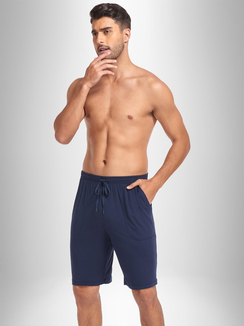 COLORFULLEAF Mens Sleep Shorts Bamboo Rayon Pajama Shorts Men Soft Elastic Waistband Sleeping Bottoms Lounge Pajama Pants 3 Pack(Black&Dark Gray&Navy,XL) - Image 3