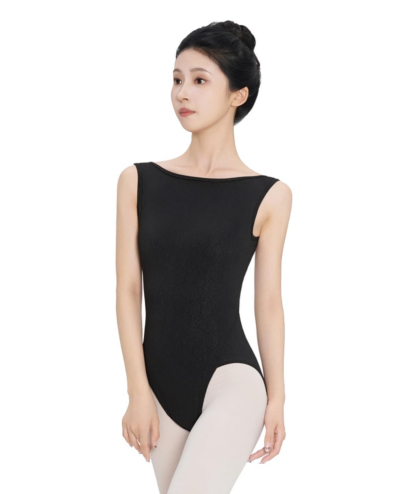 Daydance Women Ballet Leotard, Tank Women Dance Leotard with Jacquard Floral Print - Image 1