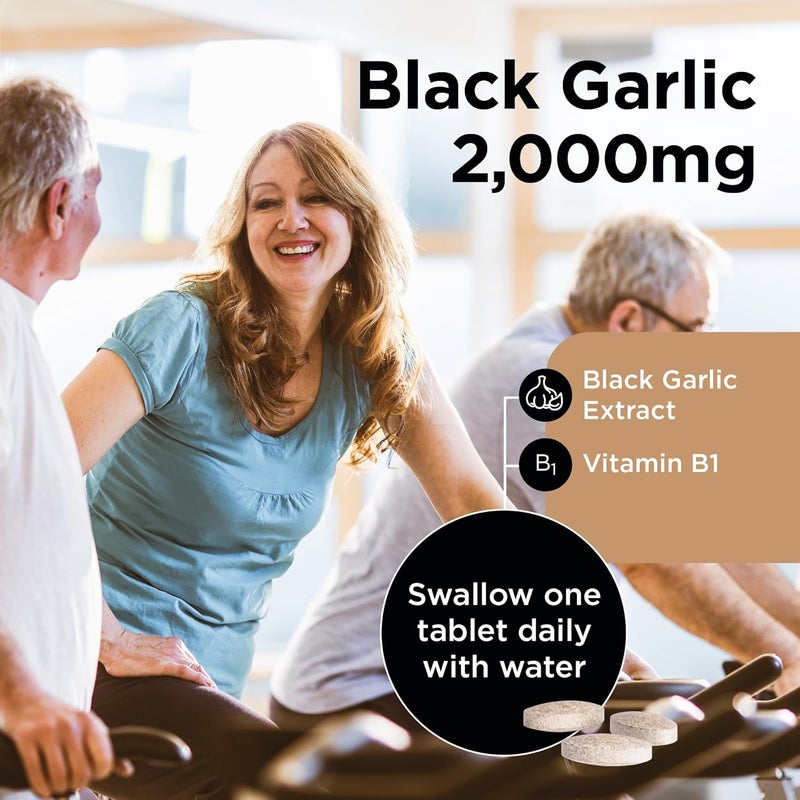 Healthspan Black Garlic 2000mg 90 Tablets Heart Health Added Vitamin B1 Rich in Amino Acids Odour Controlled Tablets Vegan - Image 4