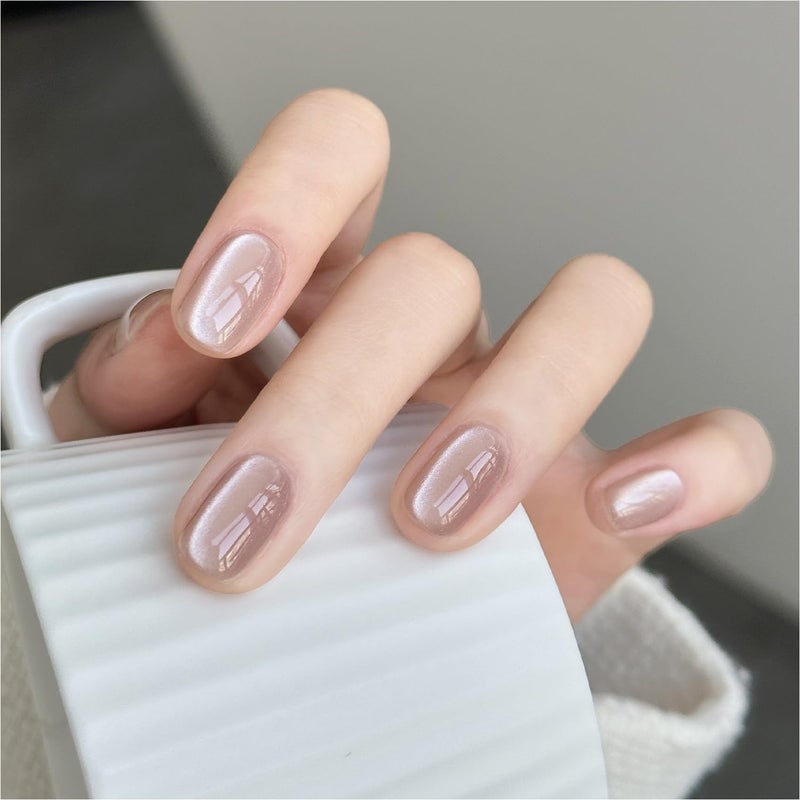 GAOY Glassy Cat Eye Gel Nail Polish, 16ml Glitter Holographic Nail Polish with Magnet, Reflective Translucent UV Gel, 2063 Mist Pink - Image 1