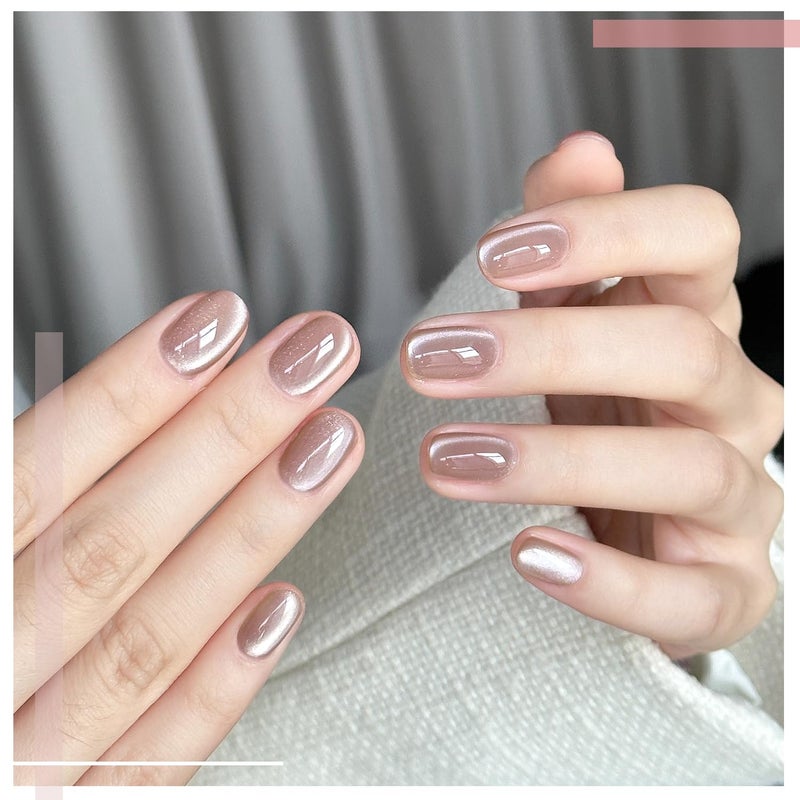 GAOY Glassy Cat Eye Gel Nail Polish, 16ml Glitter Holographic Nail Polish with Magnet, Reflective Translucent UV Gel, 2063 Mist Pink - Image 3