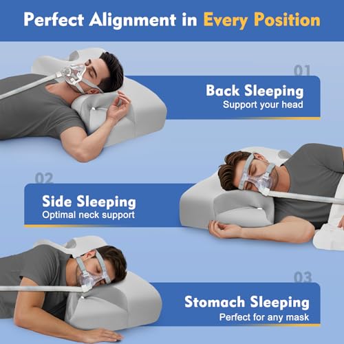 IKSTAR Cooling CPAP Pillow for Side Sleepers - Sleep Apnea Pillow for CPAP User - Reduce Air Leak/Hose Tangle/Mask Pressure - Memory Foam Neck Support Nasal Pillows Side/Back/Stomach Sleeper - Image 4