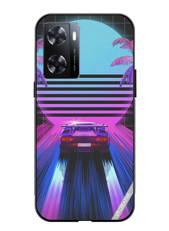 VR CREATIVE Protective Case Cover For Oppo A57/A77s Retro Synthwave Ps4 Design Multicolour - Image 1