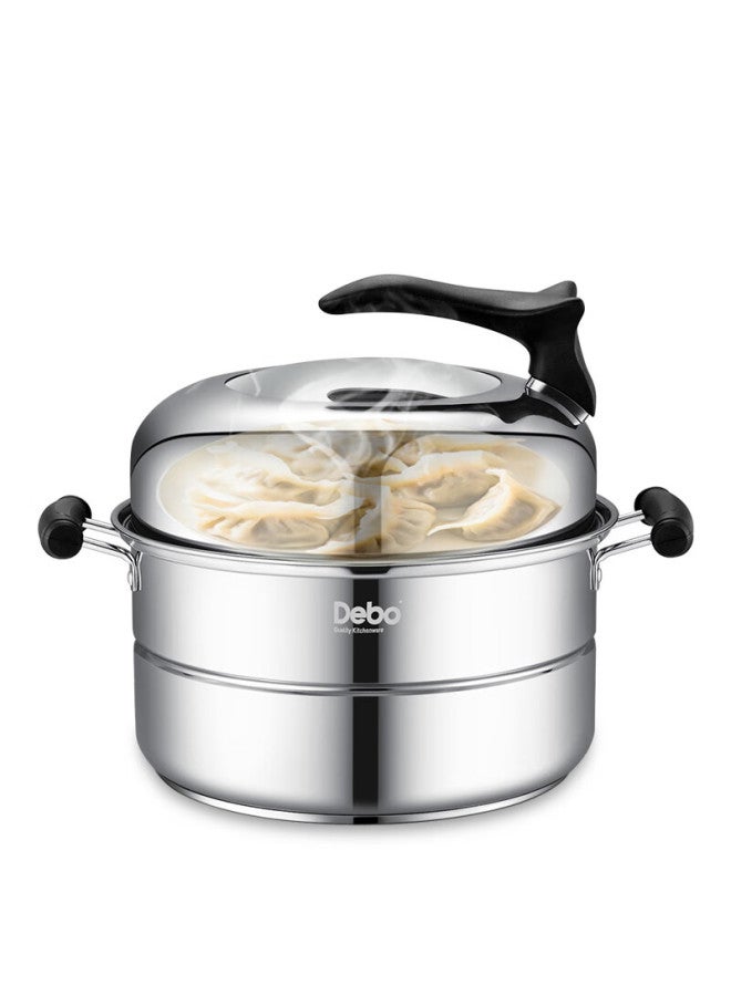 Debo 28cm Stainless Steel Three-layer Steamer Pot, Compatible With Gas And Induction Cooktops - Image 3