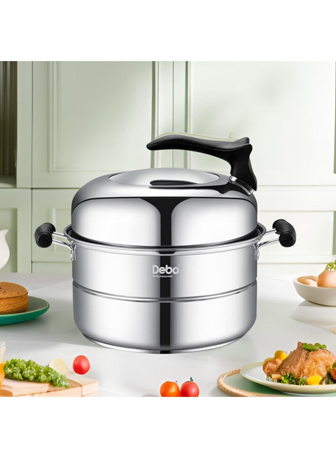 Debo 28cm Stainless Steel Three-layer Steamer Pot, Compatible With Gas And Induction Cooktops - Image 1