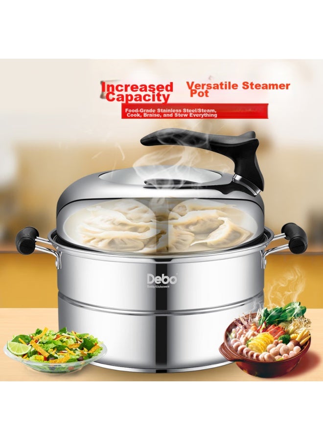 Debo 28cm Stainless Steel Three-layer Steamer Pot, Compatible With Gas And Induction Cooktops - Image 4