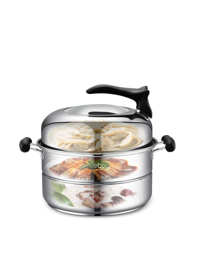 Debo 28cm Stainless Steel Three-layer Steamer Pot, Compatible With Gas And Induction Cooktops - Image 2