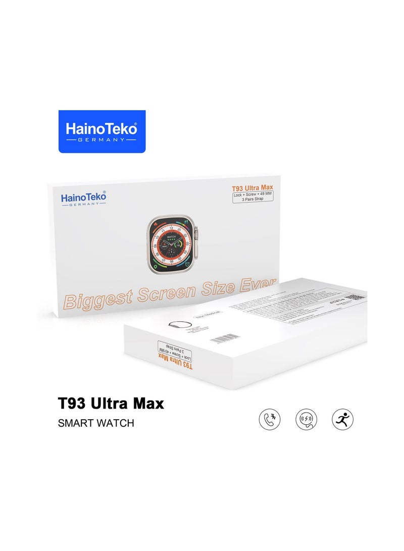 Haino Teko T93 Ultra Max 49MM HD Full Screen Smart Watch With 3 Set Strap For Men's And Women's
