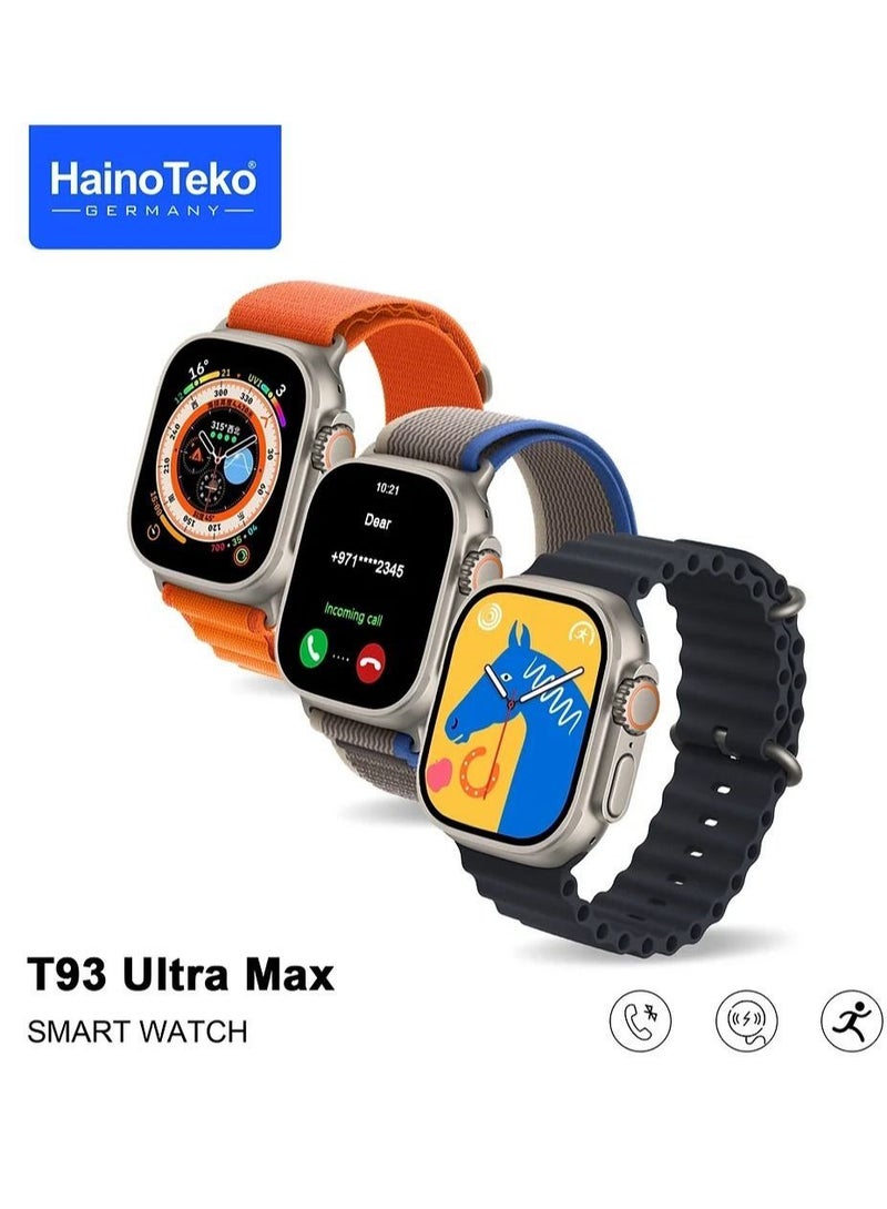 Haino Teko T93 Ultra Max 49MM HD Full Screen Smart Watch With 3 Set Strap For Men's And Women's