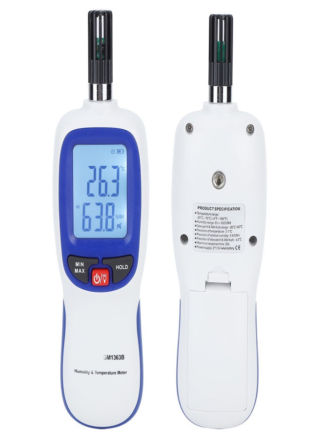 بينيتيك مقياس حرارة ورطوبة رقمي محمول بشاشة LCD، صغير الحجم، لقياس درجة الحرارة والرطوبة، للاستخدام في الصناعة والزراعة. - Image 4
