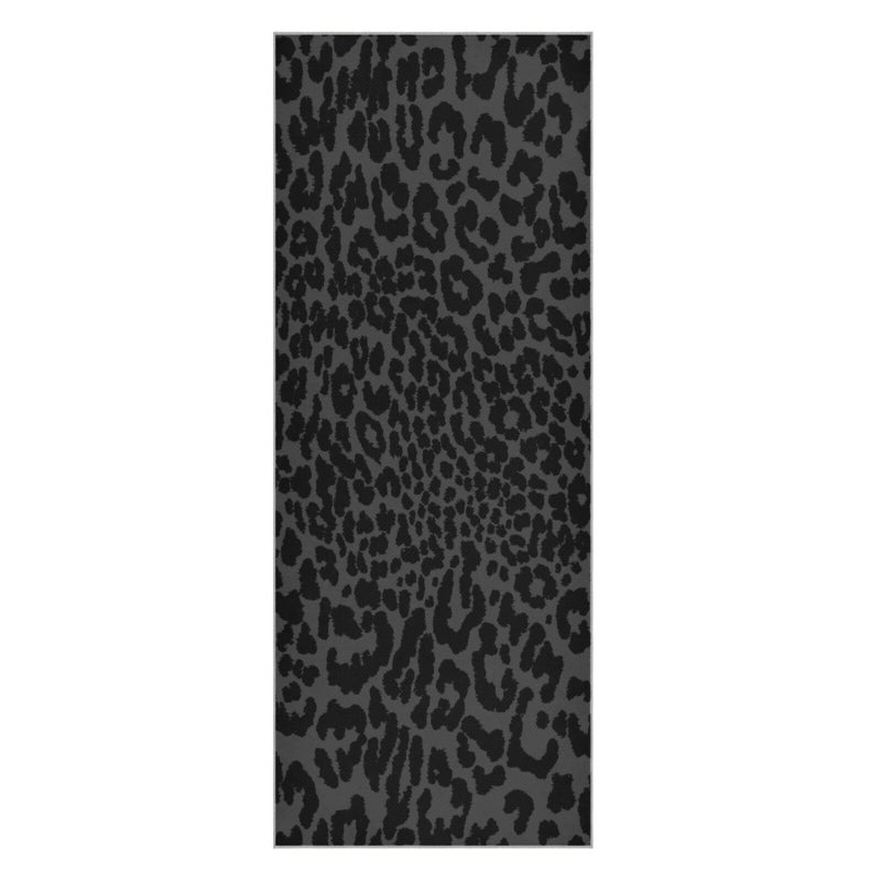 YETTASBIN Leopard Black Yoga Mat Towel, Non Slip Sweat Absorbent Hot Yoga Towel Portable Lightweight Travel Workout Towel with Storage Bag for Home Yoga, Pilates, Fitness 73x 27 Inch - Image 1
