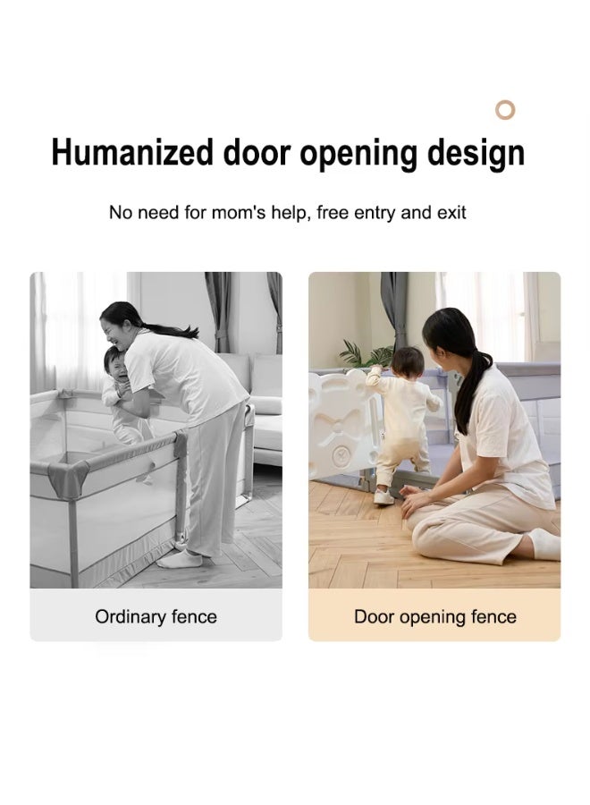 والالا سياج للأطفال، سياج أرضي، سياج منزلي للأطفال الصغار، حظيرة لعب مقاومة للسقوط، ساحة لعب كبيرة جدًا للأطفال مع بوابة، مع 60 كرة بحرية، حلقة بمقبضين، حقيبة تخزين، 150 × 180 سم - Image 3