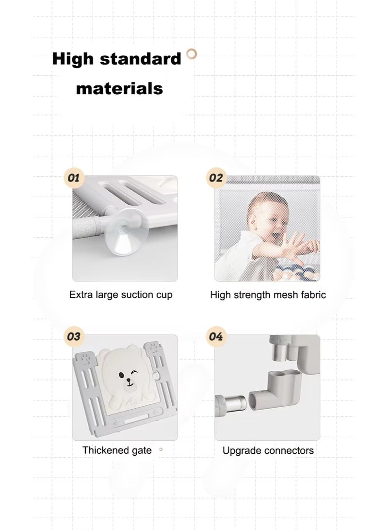 والالا سياج للأطفال، سياج أرضي، سياج منزلي للأطفال الصغار، حظيرة لعب مقاومة للسقوط، ساحة لعب كبيرة جدًا للأطفال مع بوابة، مع 60 كرة بحرية، حلقة بمقبضين، حقيبة تخزين، 150 × 180 سم - Image 2