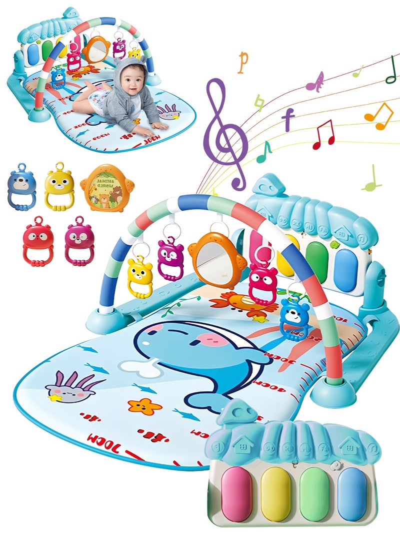 ما بيبي سجادة لعب للأطفال، صالة ألعاب رياضية، مركز أنشطة موسيقية، صالة ألعاب بيانو للركل واللعب، سجادات وقت الاستلقاء على البطن للأطفال حديثي الولادة والرضع والأطفال الصغار والأولاد والبنات - Image 1