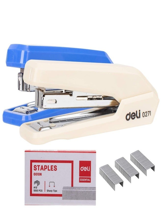 Deli E0272 Stapler Set with 1000 Staples | No.10 Staples & 15 Sheets Capacity (Body Color May Vary, Pack of 2) - Image 2