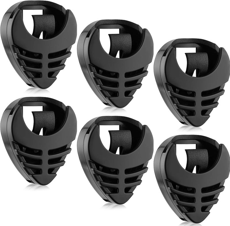 Frienda 6 Pieces Black Plastic Guitar Pick Holder with Adhesive Back and Spring - Image 1
