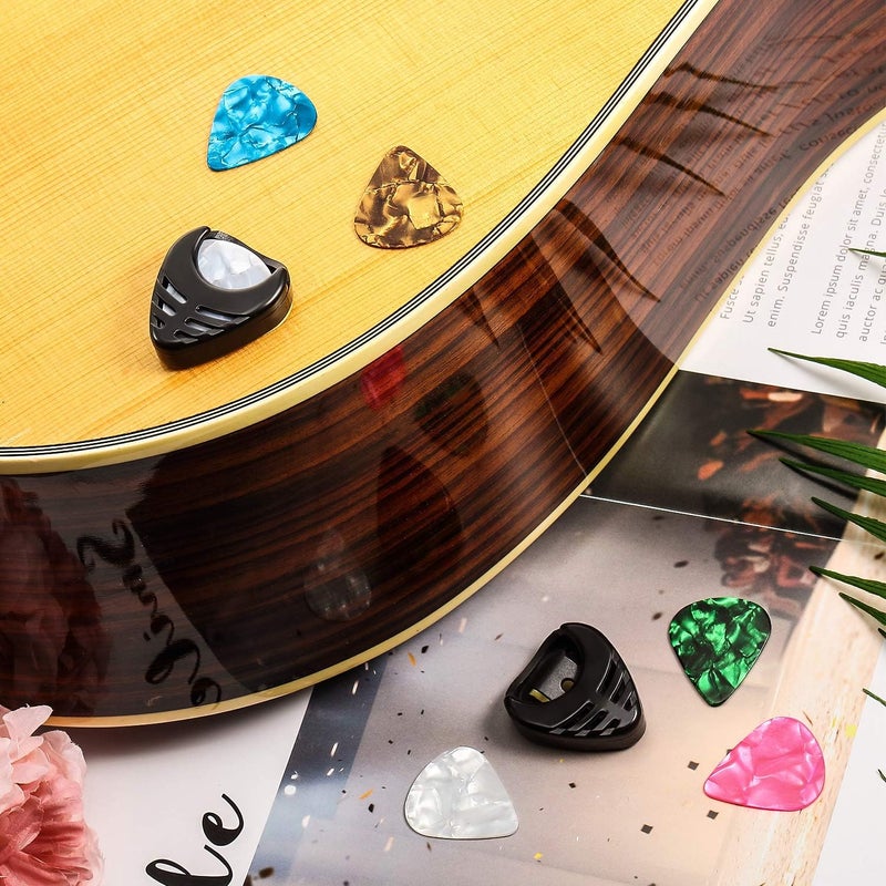 Frienda 6 Pieces Black Plastic Guitar Pick Holder with Adhesive Back and Spring - Image 3