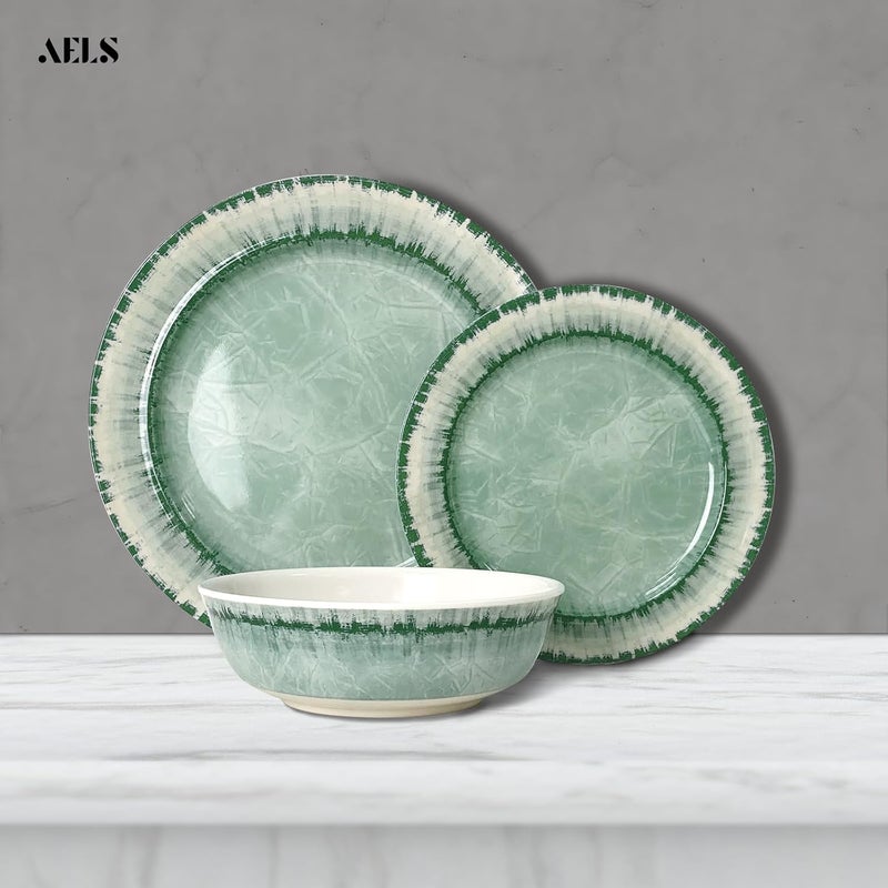 AELS Melamine Dinnerware Set of 12 Pcs Dinner Dishes Set for Indoor and Outdoor Use Dishwasher Safe Lightweight Unbreakable BPA Free Sage Green - Image 3