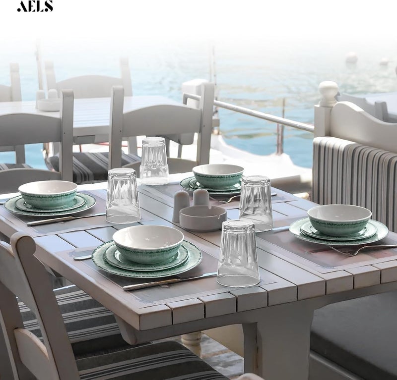 AELS Melamine Dinnerware Set of 12 Pcs Dinner Dishes Set for Indoor and Outdoor Use Dishwasher Safe Lightweight Unbreakable BPA Free Sage Green - Image 5