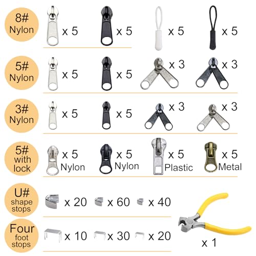 ZOMETUO 254 Pcs Zipper Repair Kit with Case Include Zipper Replacement and Pull, Universal Zippers Replacement kit for Cloting, Jackets, Coat, Boot, Backpack, Purse and Outdoor Gear - Image 2