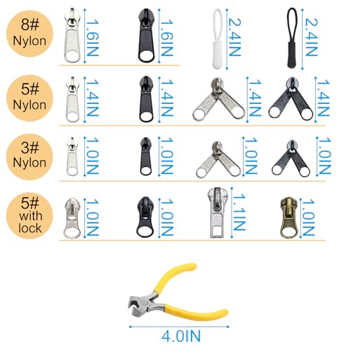 ZOMETUO 254 Pcs Zipper Repair Kit with Case Include Zipper Replacement and Pull, Universal Zippers Replacement kit for Cloting, Jackets, Coat, Boot, Backpack, Purse and Outdoor Gear - Image 3