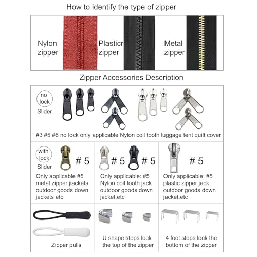 ZOMETUO 254 Pcs Zipper Repair Kit with Case Include Zipper Replacement and Pull, Universal Zippers Replacement kit for Cloting, Jackets, Coat, Boot, Backpack, Purse and Outdoor Gear - Image 4