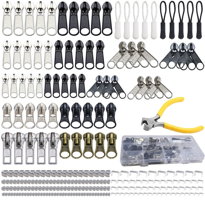 ZOMETUO 254 Pcs Zipper Repair Kit with Case Include Zipper Replacement and Pull, Universal Zippers Replacement kit for Cloting, Jackets, Coat, Boot, Backpack, Purse and Outdoor Gear - Image 1
