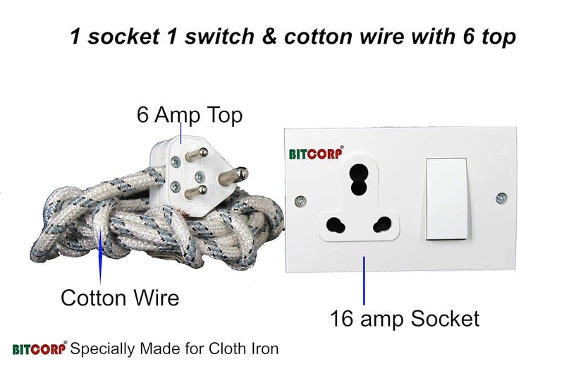 BITCORP Bitcorp Extension Board Heavy Duty Junction Box 6A 16A 20A 1 Way Socket 1 Switch 2000 Load Capacity High Voltage with Thermal Protection Surge Control 1 Meter Long Cable Cord White  - Image 2