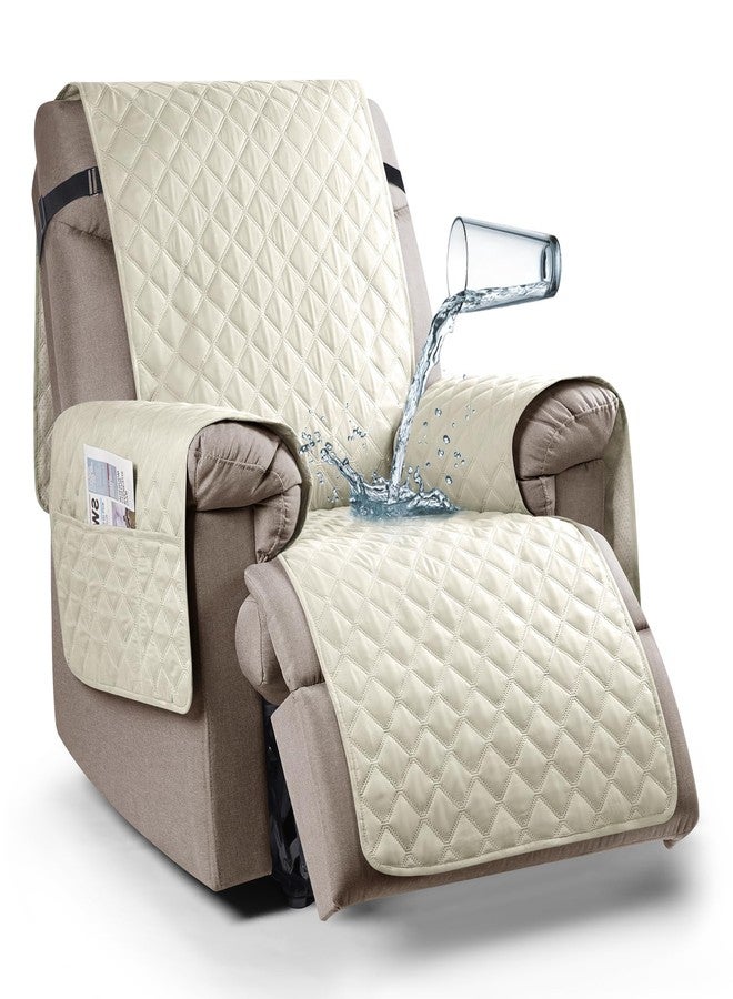 Ruaozz 100% Waterproof Recliner Chair Cover Non-Slip Reclining Cover for Recliner Chair Washable Chair Seat Cover with Elastic Straps for Kids, Dogs, Pets (Ivory, 23'') - Image 1
