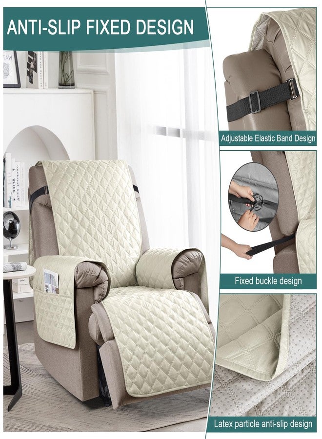 Ruaozz 100% Waterproof Recliner Chair Cover Non-Slip Reclining Cover for Recliner Chair Washable Chair Seat Cover with Elastic Straps for Kids, Dogs, Pets (Ivory, 23'') - Image 5