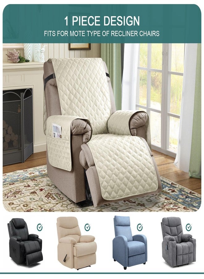 Ruaozz 100% Waterproof Recliner Chair Cover Non-Slip Reclining Cover for Recliner Chair Washable Chair Seat Cover with Elastic Straps for Kids, Dogs, Pets (Ivory, 23'') - Image 3
