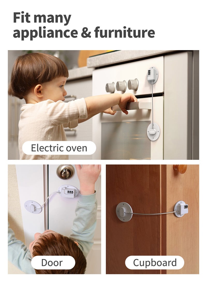 Bcarenest 2-Pack Refrigerator Security Locks with 3-Digit password, Drawer Security Locks for Refrigerators, Doors, Windows, Cabinets, etc. (White). - Image 2