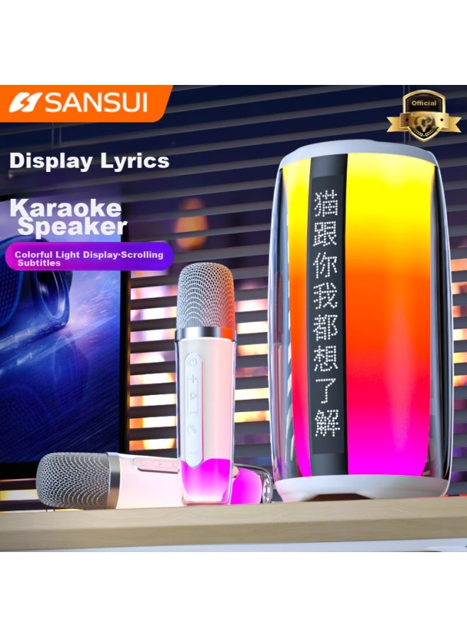 Sansui V5 Microphone Speaker All-in Karaoke Bluetooth Speaker With Lyrics Display, Children's Karaoke Machine, Home Ktv Set, Dual Microphones - Image 1