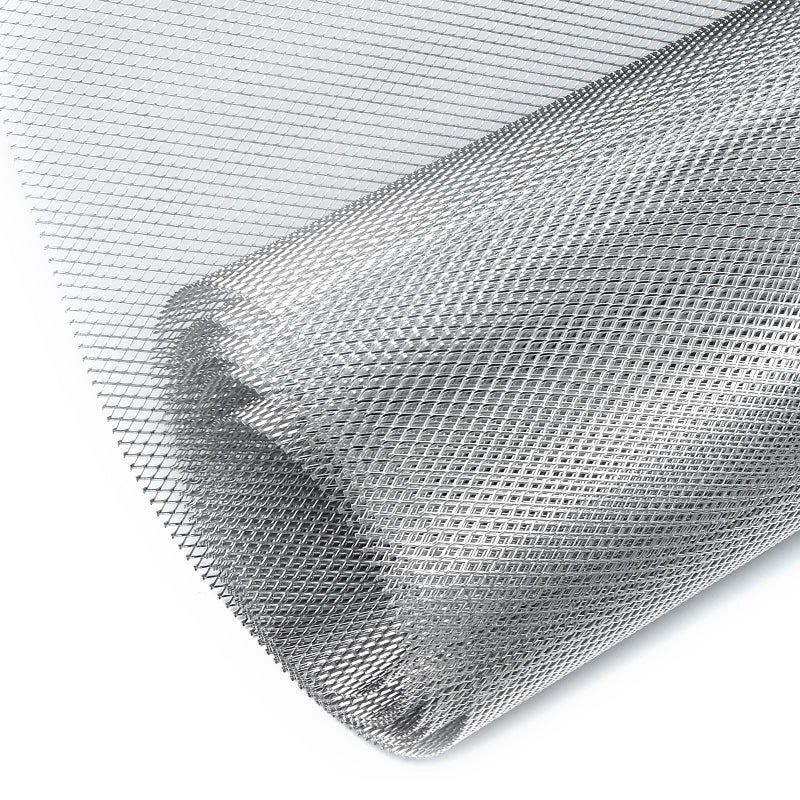 AggAuto Universal 170x40 Car Grill Mesh Aluminum Alloy Automotive Grille Insert Bumper Rhombic Hole 6x12mm One of the Most Multifunctional Shape Grids Silver