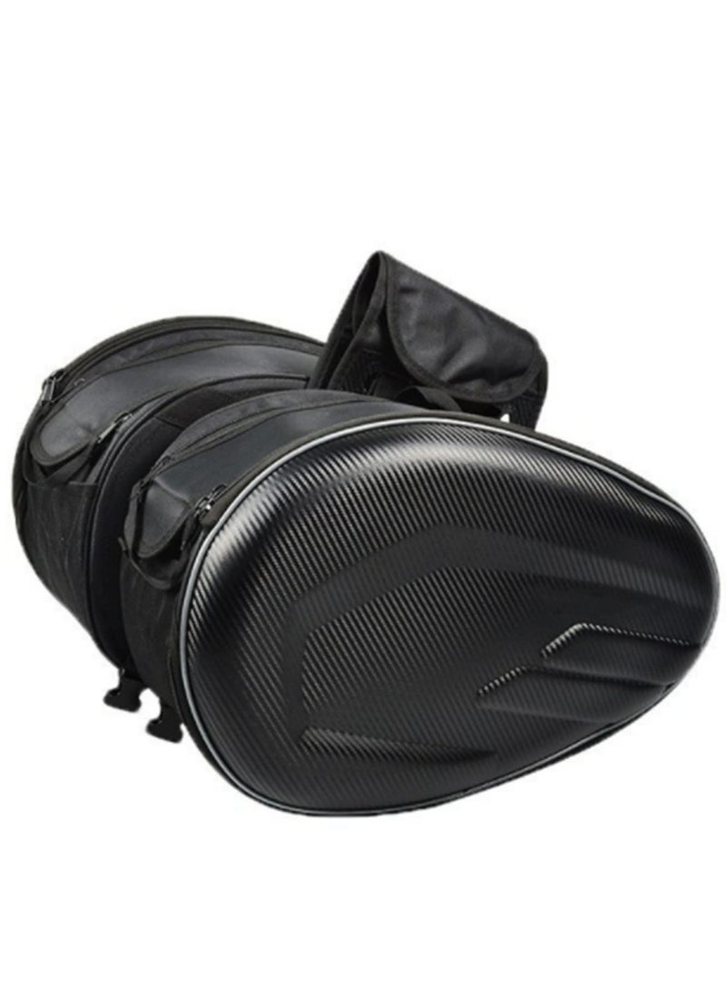 Generic 2PCS Waterproof Motorcycle Side Bags Saddlebags Oxford Fabric Motorbike Saddle Bags Moto Trunk Luggage Storage Helmet Riding Travel Bags for Men Women Black  - Image 1