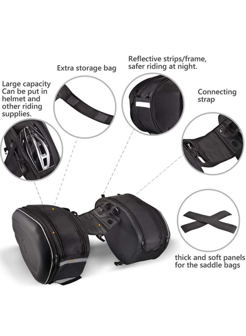 Generic 2PCS Waterproof Motorcycle Side Bags Saddlebags Oxford Fabric Motorbike Saddle Bags Moto Trunk Luggage Storage Helmet Riding Travel Bags for Men Women Black  - Image 2