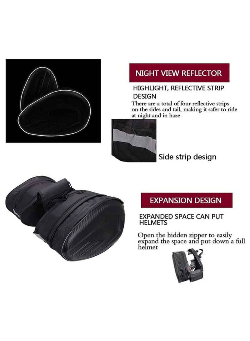Generic 2PCS Waterproof Motorcycle Side Bags Saddlebags Oxford Fabric Motorbike Saddle Bags Moto Trunk Luggage Storage Helmet Riding Travel Bags for Men Women Black  - Image 3