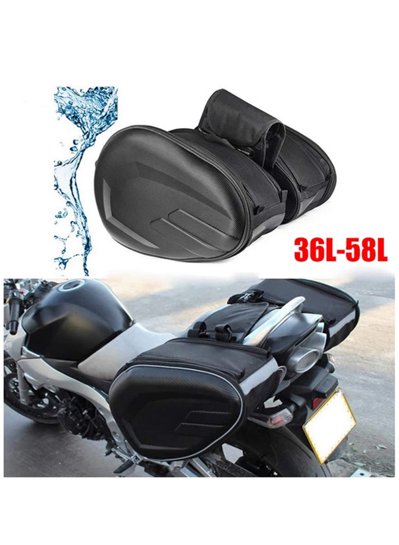 Generic 2PCS Waterproof Motorcycle Side Bags Saddlebags Oxford Fabric Motorbike Saddle Bags Moto Trunk Luggage Storage Helmet Riding Travel Bags for Men Women Black  - Image 4