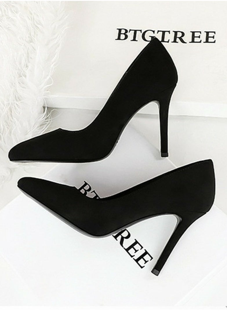 BIGTREE Women's Closed Pointed Toe High Heels Party Stiletto Pumps Black 10CM  - Image 3