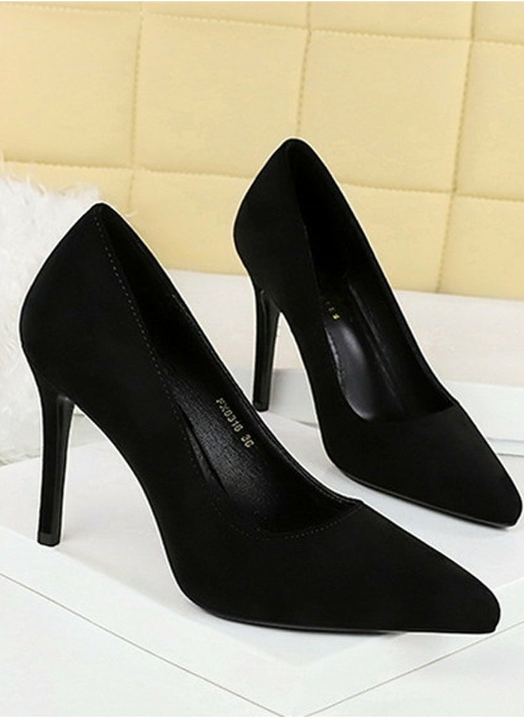 BIGTREE Women's Closed Pointed Toe High Heels Party Stiletto Pumps Black 10CM  - Image 2