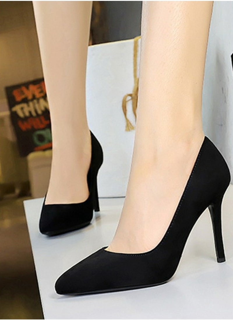 BIGTREE Women's Closed Pointed Toe High Heels Party Stiletto Pumps Black 10CM  - Image 5