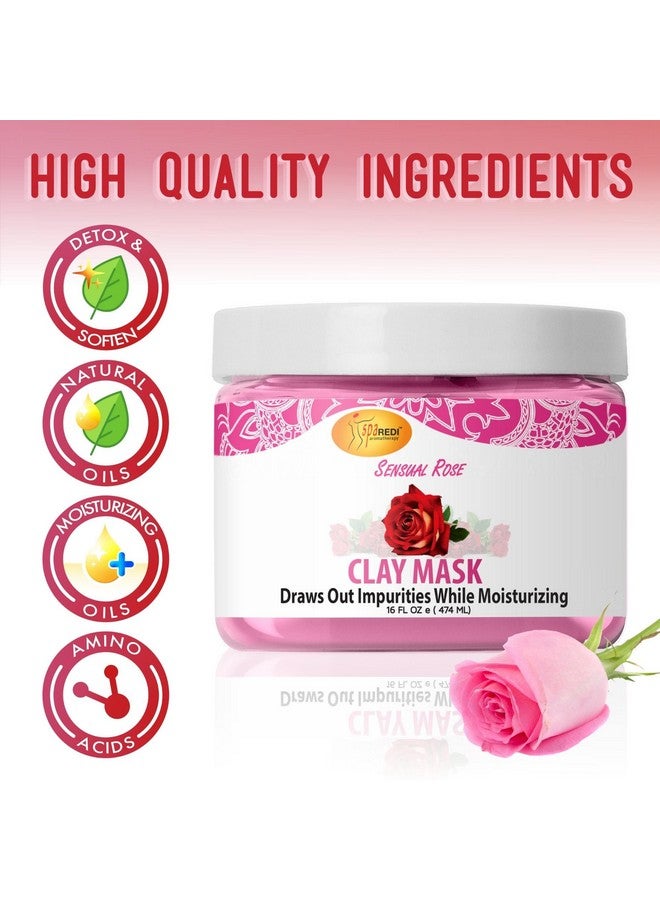سبا ريدي قناع الطين الوردي الحسي، 16 أونصة، باديكير للجسم، تنظيف عميق، إزالة السموم، ترطيب، طين البنتونيت الطبيعي الممزوج بالأحماض الأمينية، مستخلص البانثينول السنفيتون - Image 4