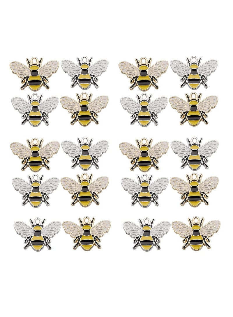 KASTWAVE 20Pcs Honeybee Charms Assorted Gold Plated Enamel Bee Honeybee Charms For Jewelry Making Necklace Bracelet Earring, Diy, Jewelry Making Accessory, Exquisite, Decorative, Pendant, Women, Party - Image 1