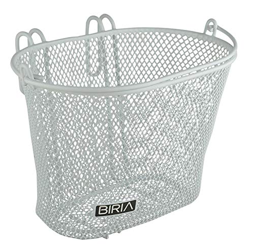 BIRIA Basket with Hooks White, Front, Removable, Wire mesh Small, Kids Bicycle Basket, White - Image 1