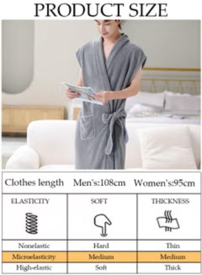 Men's Bath Robe, Wearable Bath Towel with Side Pocket Wrap Shower Wrap Towel Dress Bathrobe Waffle Spa Towel Robes with Adjustable Closure Quick Dry Lightweight Cover Up  - Image 2