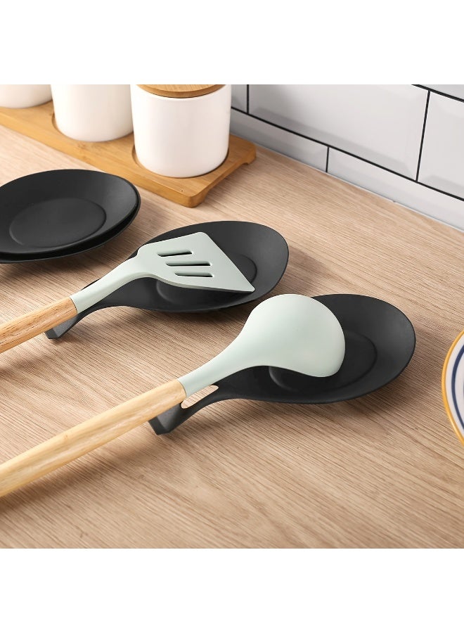 HOMESTAR 3-Pack TPE Spoon Holders, Heat-Resistant Spoon Rests, Easy-Clean Kitchen Utensil Pads, Non-Slip Saucer Mats For Cooking - Image 3