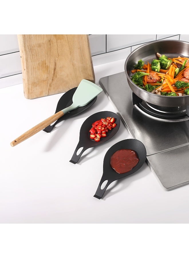 HOMESTAR 3-Pack TPE Spoon Holders, Heat-Resistant Spoon Rests, Easy-Clean Kitchen Utensil Pads, Non-Slip Saucer Mats For Cooking - Image 2