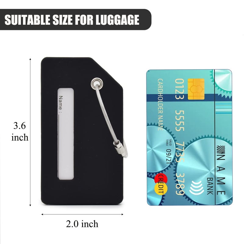 MODENGKONGJIAN 7 Pack Silicone Luggage Tag Baggage Handbag Travel Suitcase Tags with Name ID Card Perfect to Quickly Spot Luggage Suitcase (Black - Image 3