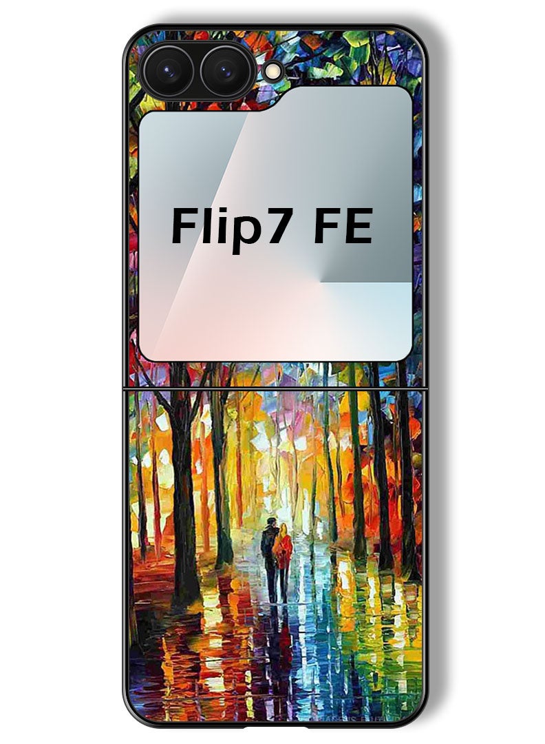 Theodor Case Compatible with Samsung Galaxy Z Flip 7 FE 6.7 Inch Protection Shockproof Bumper Cover Colorful  Art Couple - Image 1